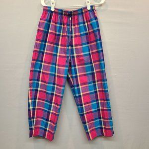 Alfred Dunner Pants Crop Capri Plaid Pink Blue Yellow Purple Elastic Waist